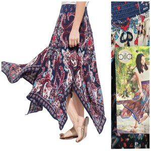 NEW Boho Skirt Plus Size 2X XXL Festival Flowy hippie long Handkerchief Stretch